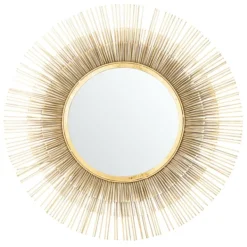 Decorative Mirrors-Kirkland's Home Gold Layered Burst Frame Round Wall Mirror