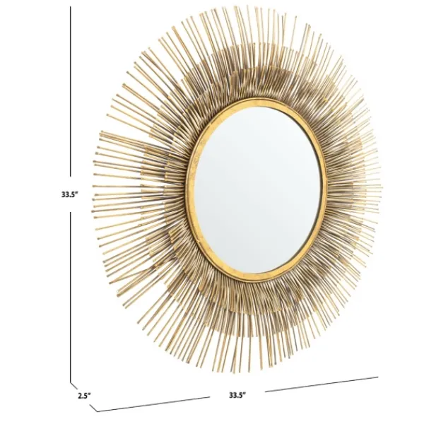 Decorative Mirrors-Kirkland's Home Gold Layered Burst Frame Round Wall Mirror