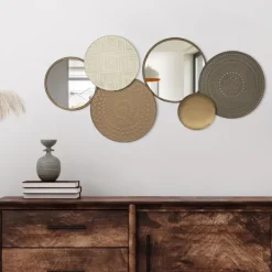 Wall Plaques-Kirkland's Home Gold Layered Plates With Mirrors Wall Plaque Gold/Gray
