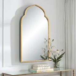 Decorative Mirrors-Kirkland's Home Gold Leaf Arched Frame Wall Mirror