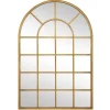 Decorative Mirrors-Kirkland's Home Gold Leaf Metal Windowpane Arch Frame Mirror
