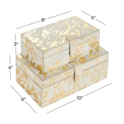 Baskets & Boxes-Kirkland's Home Gold Leather Hide Rustic 2-Pc. Box Set Gold/White