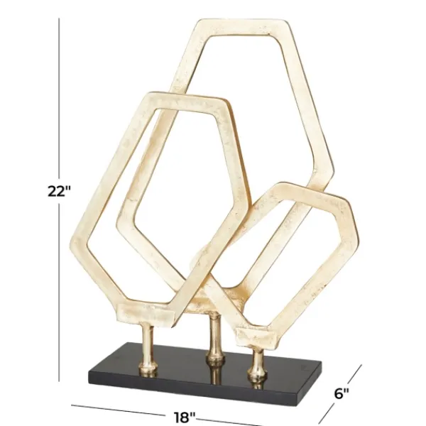 Statues & Figurines-Kirkland's Home Gold Marble Layered Geometric Loops Statue Gold/Black