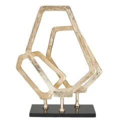 Statues & Figurines-Kirkland's Home Gold Marble Layered Geometric Loops Statue Gold/Black