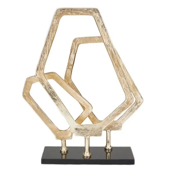 Statues & Figurines-Kirkland's Home Gold Marble Layered Geometric Loops Statue Gold/Black