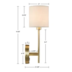Sconces-Kirkland's Home Gold Metal & White Shade Wall Sconces, Set Of 2
