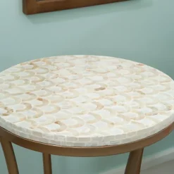 Accent & End Tables-Kirkland's Home Gold Metal And Capiz Shell Top Accent Table