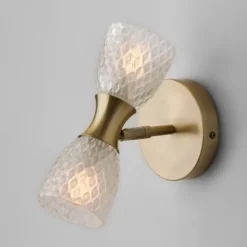 Sconces-Kirkland's Home Gold Metal And Dual Glass Shade Sconce