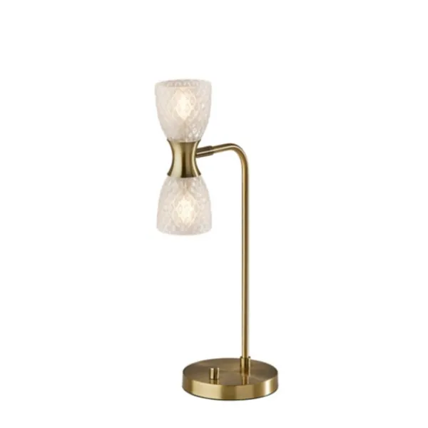 Table Lamps-Kirkland's Home Gold Metal And Dual Glass Shade Table Lamp White