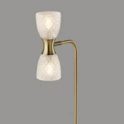 Table Lamps-Kirkland's Home Gold Metal And Dual Glass Shade Table Lamp White