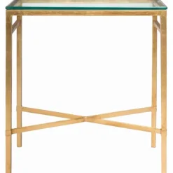 Accent & End Tables-Kirkland's Home Gold Metal And Glass Side Table Gold/Clear