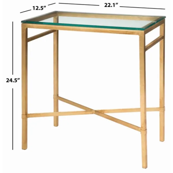 Accent & End Tables-Kirkland's Home Gold Metal And Glass Side Table Gold/Clear