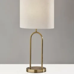 Table Lamps-Kirkland's Home Gold Metal Arched Table Lamp Ivory