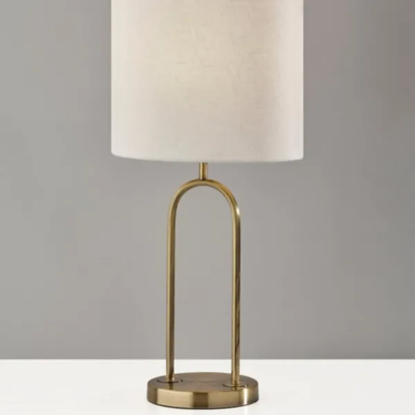 Table Lamps-Kirkland's Home Gold Metal Arched Table Lamp Ivory