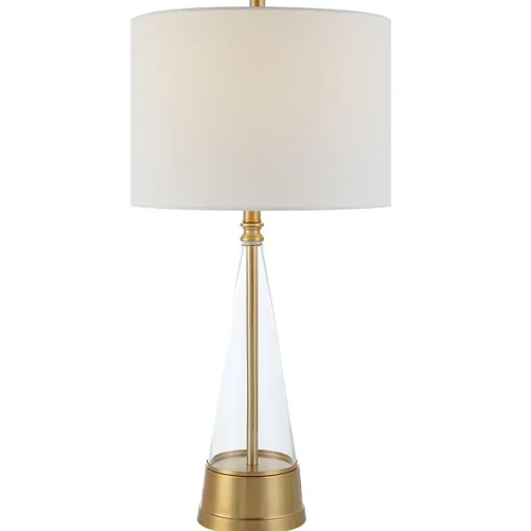 Table Lamps-Kirkland's Home Gold Metal Cone Base Table Lamp White