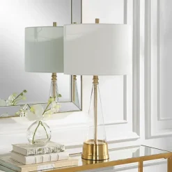 Table Lamps-Kirkland's Home Gold Metal Cone Base Table Lamp White