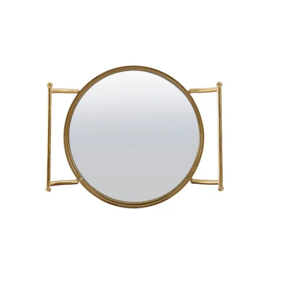 Kitchen Islands & Bar Carts-Kirkland's Home Gold Metal Frame Bar Cart With Mirrored Shelves