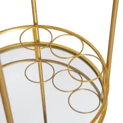 Kitchen Islands & Bar Carts-Kirkland's Home Gold Metal Frame Bar Cart With Mirrored Shelves