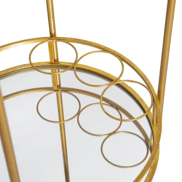 Kitchen Islands & Bar Carts-Kirkland's Home Gold Metal Frame Bar Cart With Mirrored Shelves