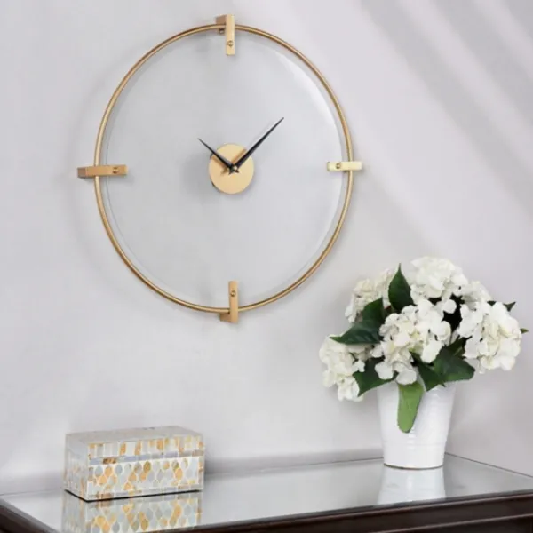 Clocks-Kirkland's Home Gold Metal Frame Glass Face Wall Clock
