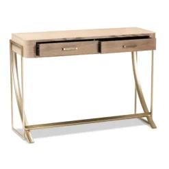 Console Tables-Kirkland's Home Gold Metal Frame Two-Drawer Console Table