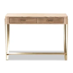 Console Tables-Kirkland's Home Gold Metal Frame Two-Drawer Console Table