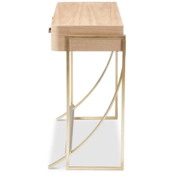 Console Tables-Kirkland's Home Gold Metal Frame Two-Drawer Console Table