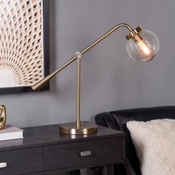 Table Lamps-Kirkland's Home Gold Metal Glass Task Shade Table Lamp Clear
