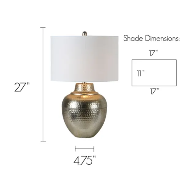 Table Lamps-Kirkland's Home Gold Metal Hammered Cream Shade Table Lamp White