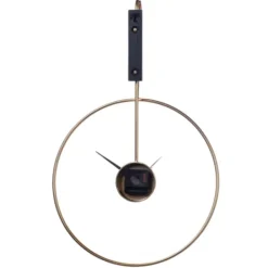 Clocks-Kirkland's Home Gold Metal Open Back Clock With Wood Block