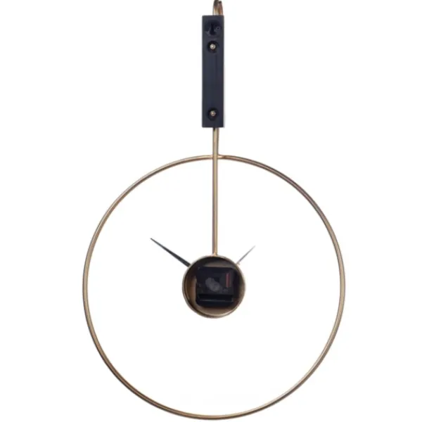 Clocks-Kirkland's Home Gold Metal Open Back Clock With Wood Block