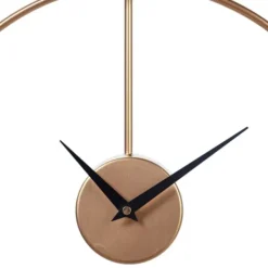 Clocks-Kirkland's Home Gold Metal Open Back Clock With Wood Block