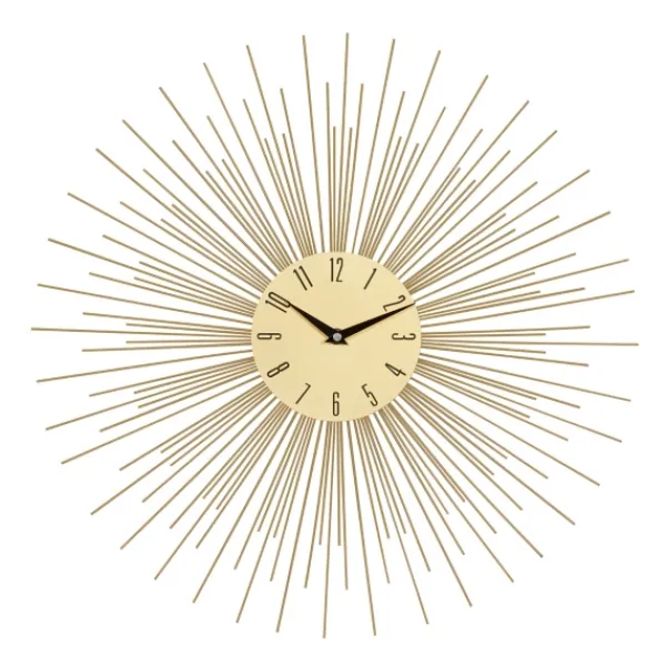 Clocks-Kirkland's Home Gold Metal Sunburst Wall Clock