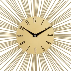 Clocks-Kirkland's Home Gold Metal Sunburst Wall Clock