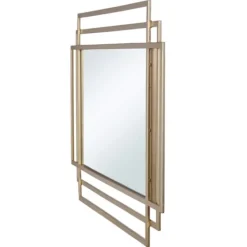 Decorative Mirrors-Kirkland's Home Gold Metal Triple Rectangle Wall Mirror