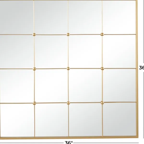 Decorative Mirrors-Kirkland's Home Gold Metal Windowpane Wall Mirror