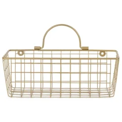 Wall Storage-Kirkland's Home Gold Metal Wire Cage Wall Baskets, Set Of 2