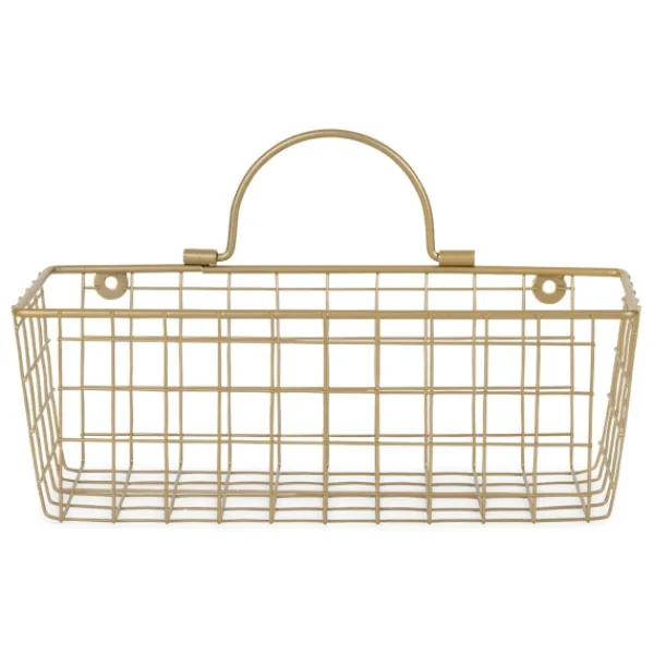 Wall Storage-Kirkland's Home Gold Metal Wire Cage Wall Baskets, Set Of 2