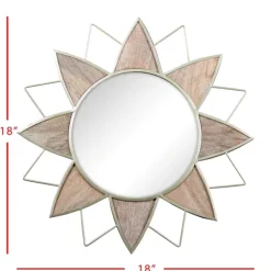 Decorative Mirrors-Kirkland's Home Gold Metal Wood Inlay Flower Frame Mirror