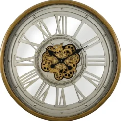 Clocks-Kirkland's Home Gold Moving Gears Open Wall Clock