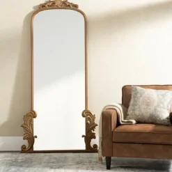 Decorative Mirrors-Kirkland's Home Gold Ornate Scroll Bordeaux Leaner Mirror