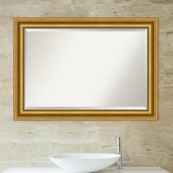 Decorative Mirrors-Kirkland's Home Gold Patina Scalloped Frame Beveled Mirror