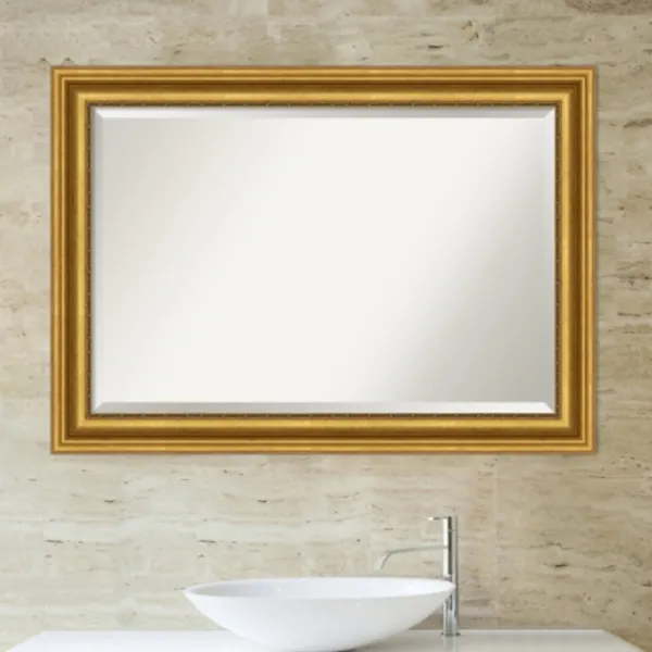 Decorative Mirrors-Kirkland's Home Gold Patina Scalloped Frame Beveled Mirror