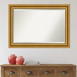 Decorative Mirrors-Kirkland's Home Gold Patina Scalloped Frame Beveled Mirror