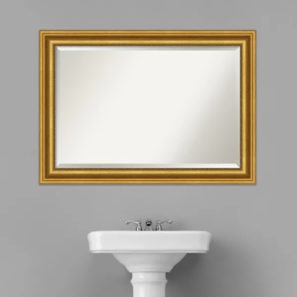Decorative Mirrors-Kirkland's Home Gold Patina Scalloped Frame Beveled Mirror