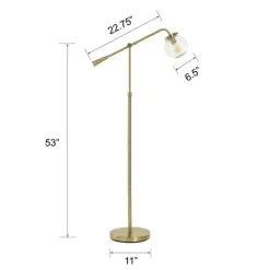 Floor Lamps-Kirkland's Home Gold Ribbed Glass Task Floor Lamp Clear