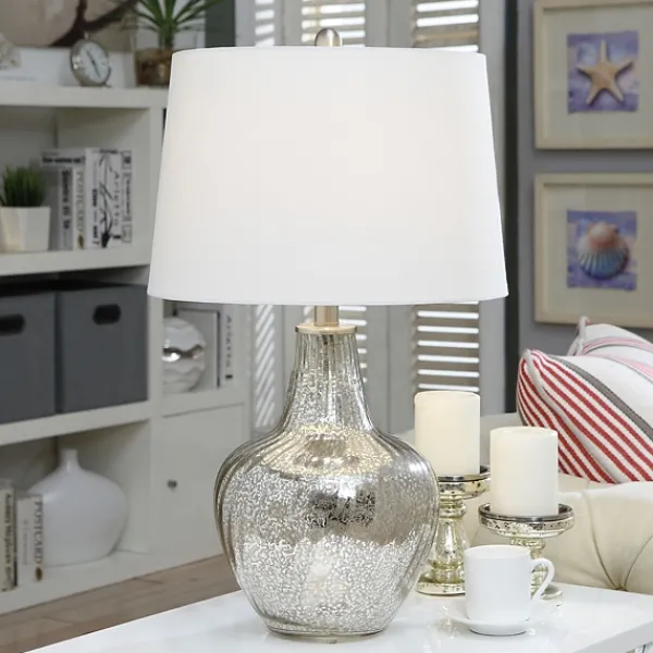 Table Lamps-Kirkland's Home Gold Ribbed Mercury Glass Table Lamp White