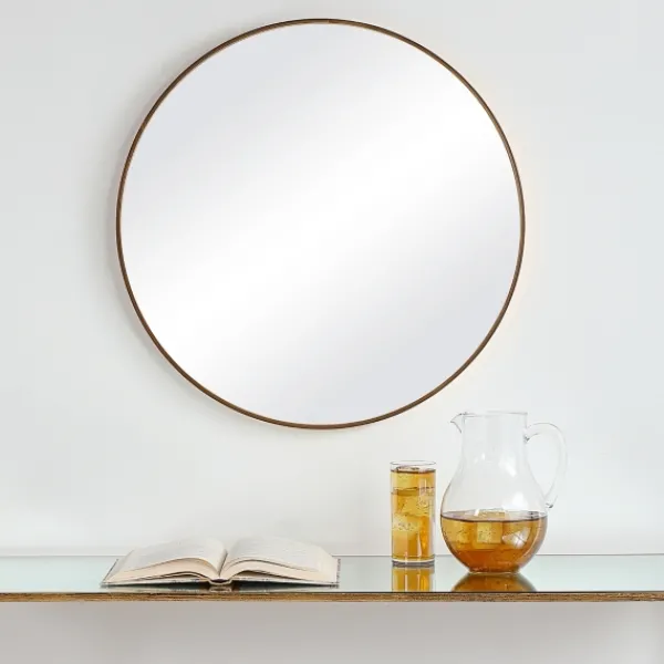 Framed Mirrors-Kirkland's Home Gold Round Simple Frame Large Wall Mirror