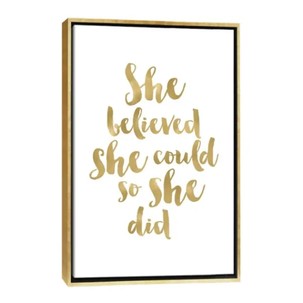 Wall Quotes & Signs-Kirkland's Home Gold She Believed She Could Canvas Wall Plaque White/Gold