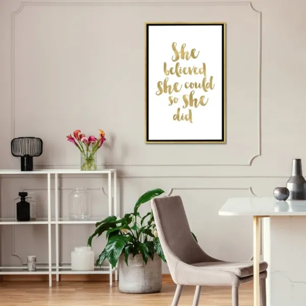 Wall Quotes & Signs-Kirkland's Home Gold She Believed She Could Canvas Wall Plaque White/Gold